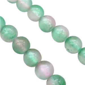 Selenite Beads Green Pink Dye Smooth Round, approx 8mm dia [GB20005-8MM]