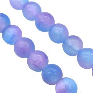 Selenite Beads Blue Purple Dye Smooth Round, approx 6mm dia [GB20007-6MM]