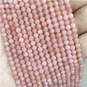 Natural Peach Sunstone Beads Smooth Round, approx 4mm [GB20025]