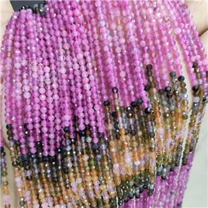 Natural Tourmaline Beads Multicolor Faceted Round, approx 3mm [GB20033]