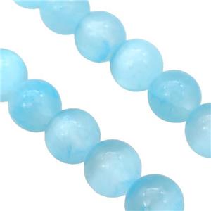 Aqua Selenite Beads Smooth Round Dye, approx 6mm dia [GB20043-6MM]