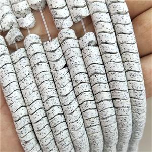 White Ceramics Wave Beads Spot, approx 8mm [GB20050]