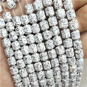 White Ceramics Prism Beads Spot, approx 6-8mm [GB20051]