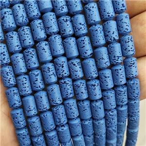 Rich Blue Rock Lava Column Beads Dye, approx 6-10mm [GB20058]