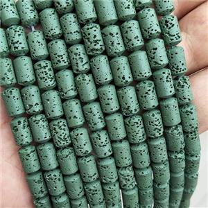Green Rock Lava Column Beads Dye, approx 6-10mm [GB20059]