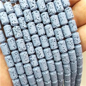 Rock Lava Column Beads Blue Dye, approx 6-10mm [GB20062]