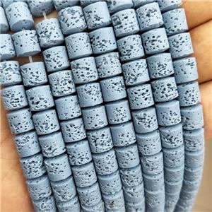 Rock Lava Column Beads Blue Dye, approx 6mm [GB20082-6MM]
