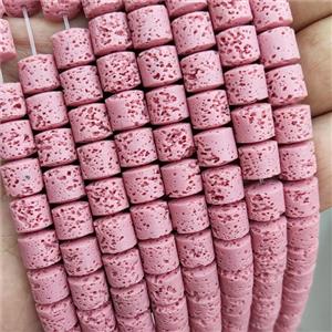 Rock Lava Column Beads Pink Dye, approx 6mm [GB20084-6MM]