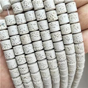 Rock Lava Column Beads Cream White Dye, approx 6mm [GB20085-6MM]