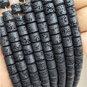 Black Rock Lava Column Beads Tube, approx 6mm [GB20086-6MM]