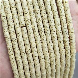 Rock Lava Heishi Beads Yellow Dye, approx 4mm [GB20091]