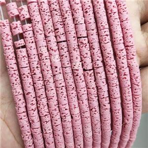Rock Lava Heishi Beads Pink Dye, approx 4mm [GB20094]