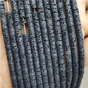 Black Rock Lava Heishi Beads, approx 4mm [GB20096]