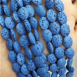 Rock Lava Oval Beads Rich Blue Dye, approx 8-10mm [GB20099]