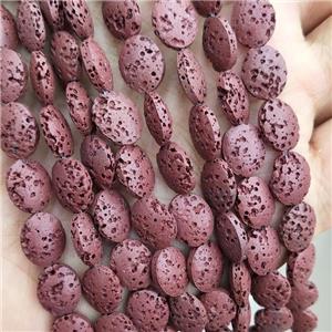 Rock Lava Oval Beads Maroon Red Dye, approx 8-10mm [GB20101]