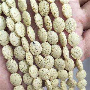 Rock Lava Oval Beads Yellow Dye, approx 8-10mm [GB20102]