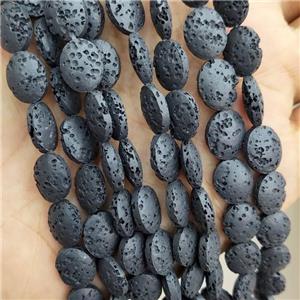 Black Rock Lava Oval Beads, approx 8-10mm [GB20107]