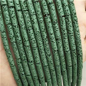 Rock Lava Tube Beads Green Dye, approx 4-13mm [GB20110]