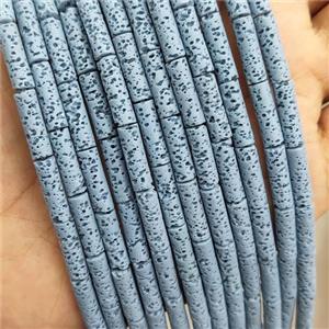 Rock Lava Tube Beads Blue Dye, approx 4-13mm [GB20113]