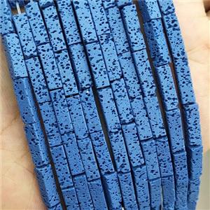 Rock Lava Tube Beads Rich Blue Dye, approx 4-13mm [GB20119]