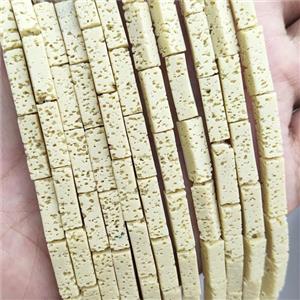 Rock Lava Tube Beads Yellow Dye, approx 4-13mm [GB20122]