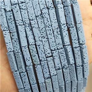 Rock Lava Tube Beads Blue Dye, approx 4-13mm [GB20123]