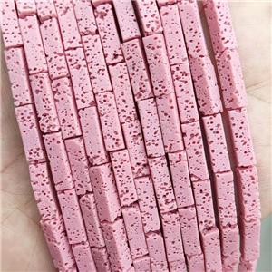 Rock Lava Tube Beads Pink Dye, approx 4-13mm [GB20125]