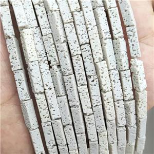 Rock Lava Tube Beads Cream White Dye, approx 4-13mm [GB20126]