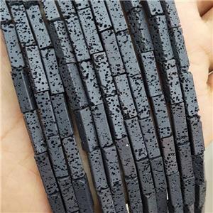 Rock Lava Tube Beads Black, approx 4-13mm [GB20127]