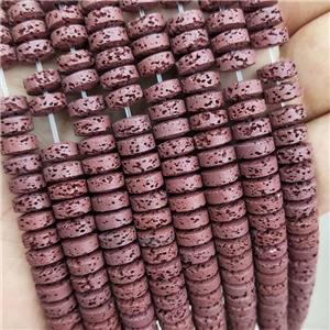 Rock Lava Heishi Beads Maroon Red Dye, approx 8mm [GB20131]