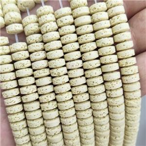 Rock Lava Heishi Beads Yellow Dye, approx 8mm [GB20132]