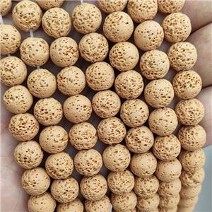 Rock Lava Round Beads Orange Dye, approx 10mm dia [GB20137-10MM]