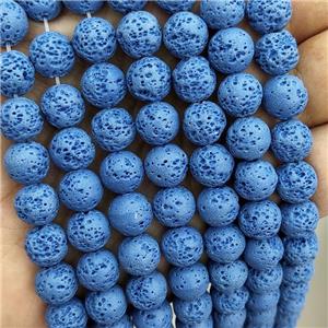 Rock Lava Round Beads Rich Blue Dye, approx 6mm dia [GB20138-6MM]