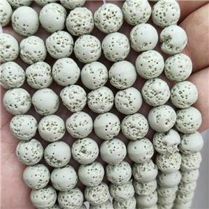 Rock Lava Round Beads Mint Green Dye, approx 10mm dia [GB20143-10MM]