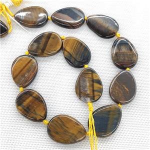 Natural Tiger Eye Stone Beads Flat Teardrop, approx 22-30mm [GB20155]