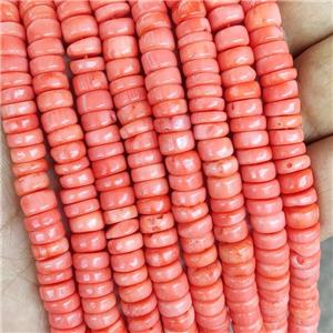 Natural Coral Heishi Spacer Beads Pink Dye, approx 7.5-8mm [GB20157]