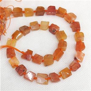 Natural Red Carnelian Agate Beads Faceted Square, approx 8-10mm [GB20186]