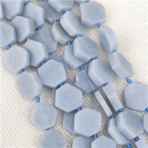 Natural Blue Angelite Beads Hexagon, approx 14-16mm [GB20217]