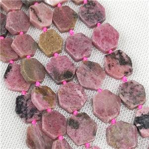 Natural Brazilian Rhodochrosite Beads Red Hexagon, approx 14-16mm [GB20219]
