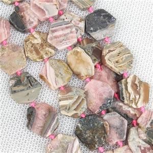 Natural Argentina Rhodochrosite Beads Pink Hexagon, approx 14-16mm [GB20222]