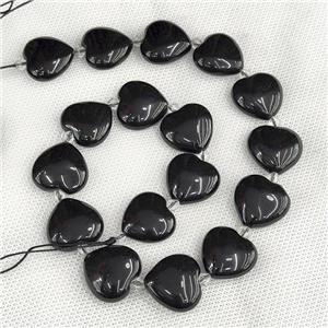 Natural Black Obsidian Heart Beads, approx 20mm [GB20249]