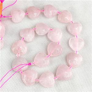 Natural Pink Rose Quartz Heart Beads, approx 20mm [GB20254]