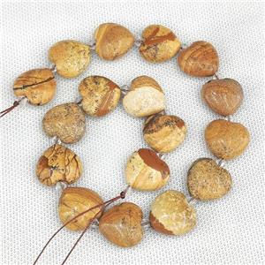 Natural Picture Jasper Heart Beads, approx 20mm [GB20255]