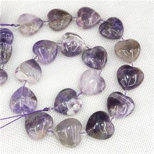 Natural Purple Amethyst Heart Beads, approx 20mm [GB20257]