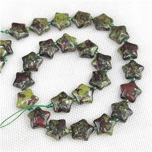 Natural Dragon Bloodstone Beads Star Green, approx 15mm [GB20264]