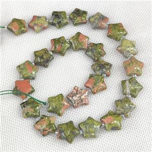 Natural Unakite Beads Star Green, approx 15mm [GB20276]