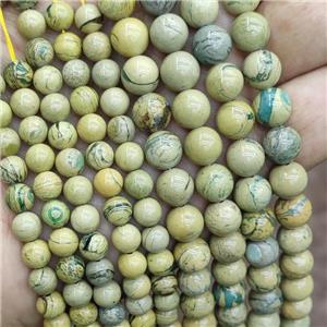 Natural Australian Verdite Beads Green Banded Smooth Round, approx 6mm dia [GB20338-6MM]
