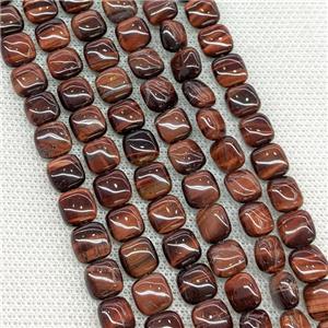 Natural Tiger Eye Stone Square Beads Red Dye, approx 8mm [GB20349]