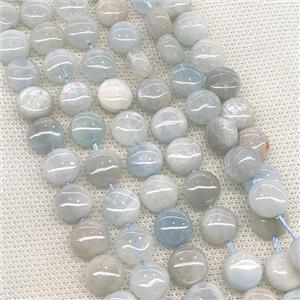 Natural Aquamarine Beads Coin Blue, approx 10mm [GB20351]
