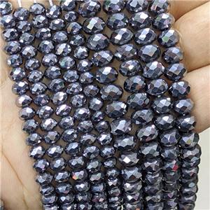 Natural Terahert Stone Beads Silver Faceted Rondelle, approx 6mm [GB20368-6MM]